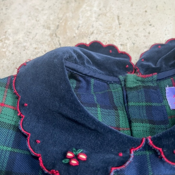 Vintage Angel Fish Velvet Collared Flannel Dress Girls Size Small - Picture 8 of 8